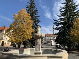 Barokní kašna Mariánské náměstí - podzim