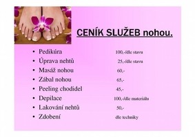 Ceník služeb péče o nohy