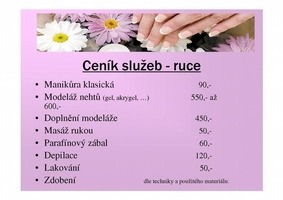 Ceník služeb péče o ruce