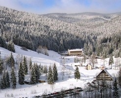 Zimní příroda Beskyd v okolí hotelu Galik